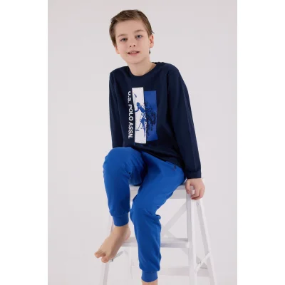 U.S. Polo Assn Uzun Kol Pijama Takım, Lacivert