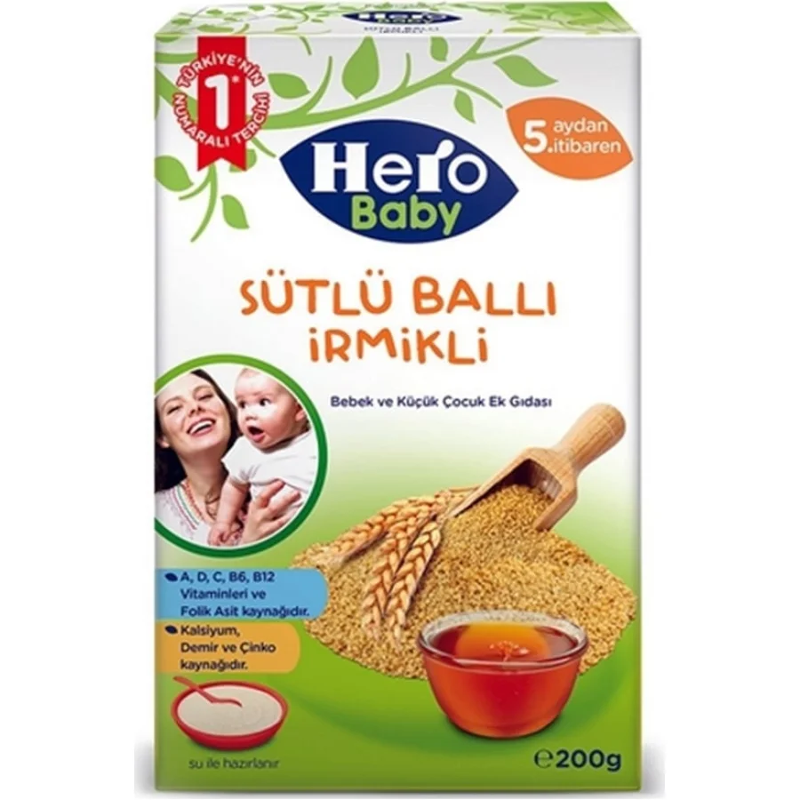 Hero Baby Sütlü İrmikli Ballı Kaşık Maması, 200 g