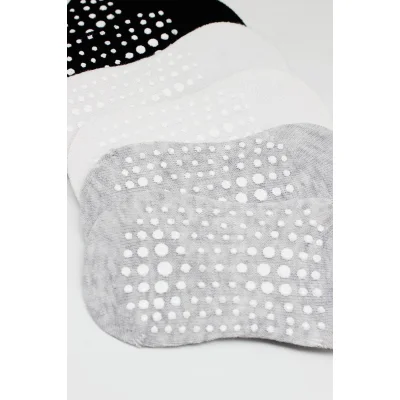 Bistyle Sneakers Kaymaz Penye Çorap, 6'lı, Gri, Beyaz, Siyah