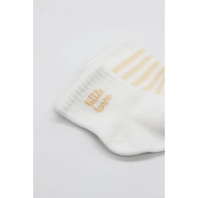 Bistyle Little Girl Penye Soket Çorap, 2'li, Ekru, Somon