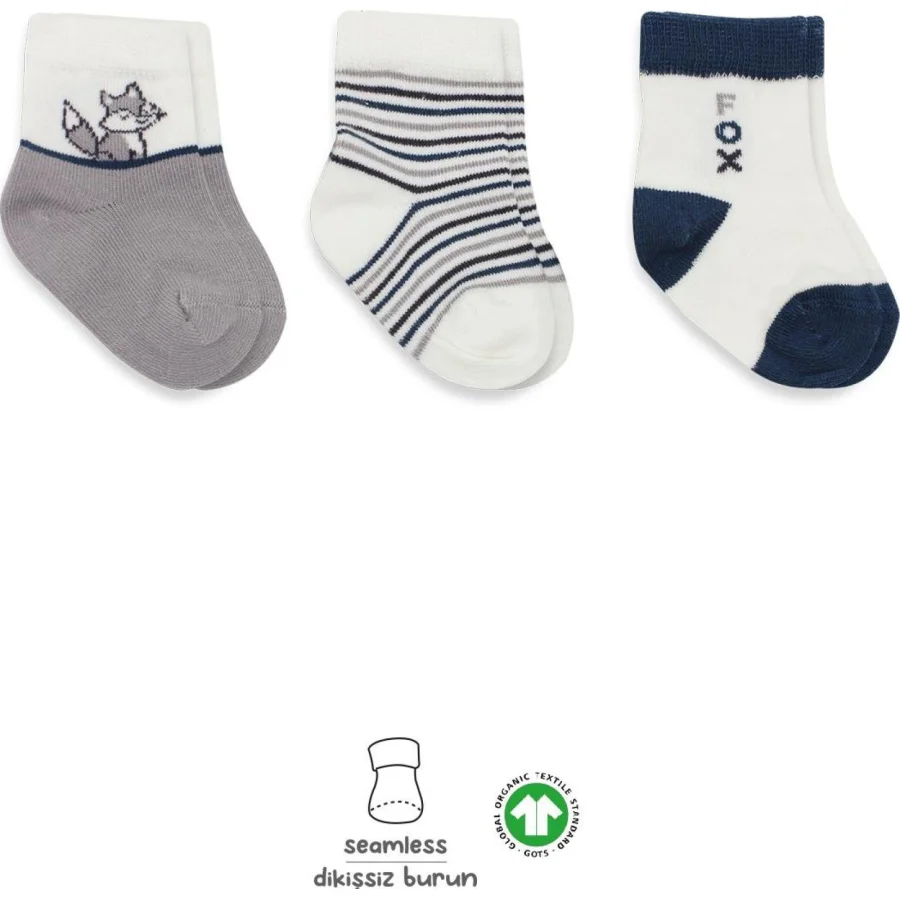 Bistyle Penye Soket Çorap, 3'lü, Gri