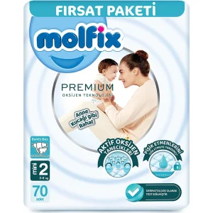 Molfix Premium Bebek Bezi Fırsat Paketi, 2 Beden, 70 Adet