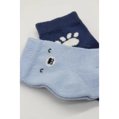 Bistyle 2'Li Bear Penye Soket Çorap 10116 Mavi