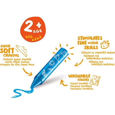 Carioca Jumbo Bebek Elleri Kirletmeyen Pastel Boya Kalemi, 8'li