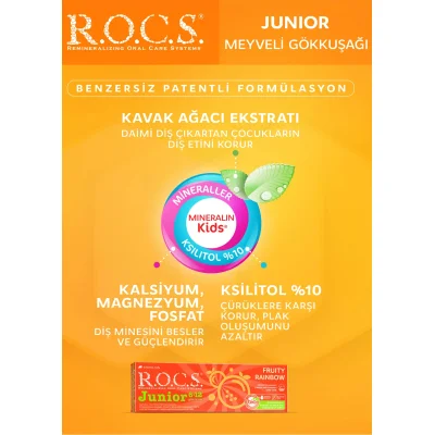 R.O.C.S. Junior Diş Macunu 6-12 Yaş 60 ml Meyveli Gökkuşağı