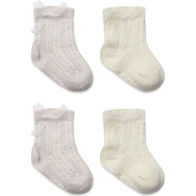 Bistyle Fiyonklu Penye Soket Çorap, 2'li, Taş