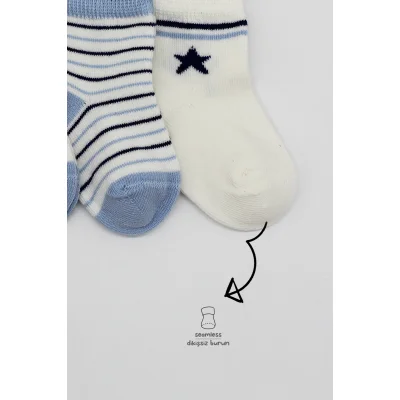 Bistyle 3'Lü Penye Boy And Girl Soket Çorap 10114 Mavi