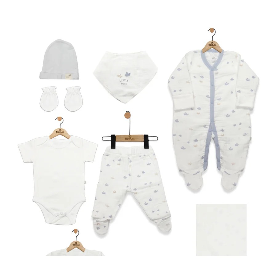 Bistyle Müslin Little Boats Hastane Çıkışı, 10 Parça, Ekru