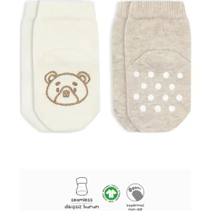 Bistyle 2'Li Hayvan Figürlü Kaymaz Soket Çorap 10104 Bej Ekru