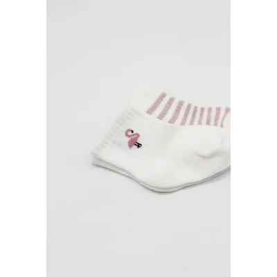 Bistyle Little Girl Penye Soket Çorap, 2'li, Ekru, Lila