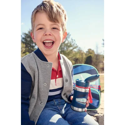 Skip Hop Zoo Pipetli Paslanmaz Çelik Suluk, 350 ml, Tren