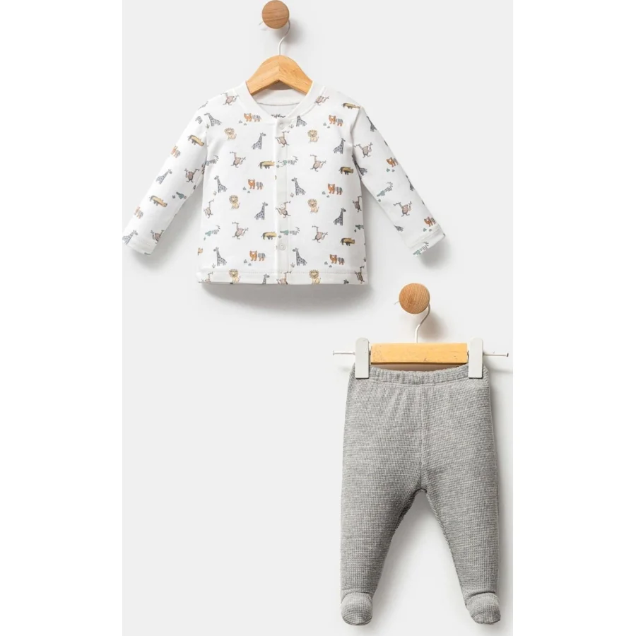 African Animals Hırka Takım, 2'li, Beyaz