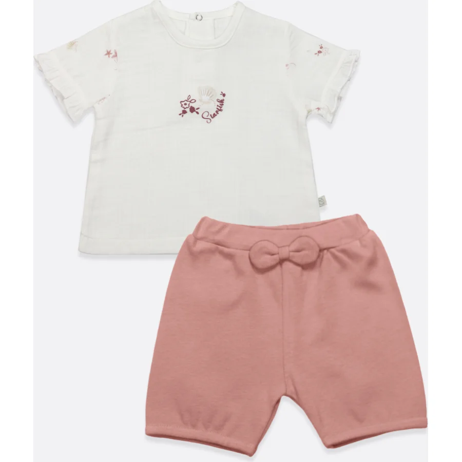 Bistyle 2li Takım Şort Müslin Starfish Wishes Pembe