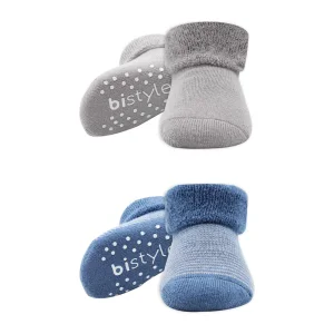 Bistyle Çemberli Kaymaz Havlu Soket Çorap, 2'li, İndigo, Gri