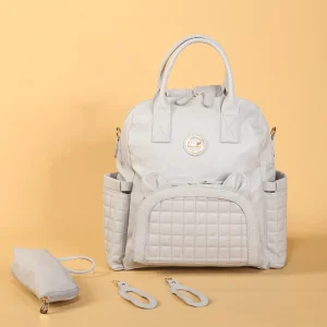 M&Y Kitty Deri Anne Bebek Bakım Sırt Çantası 7271 Gri