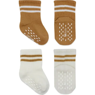Bistyle Çemberli Kaymaz Soket Çorap, 2'li, Ekru, Hardal