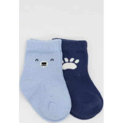 Bistyle Bear Penye Soket Çorap, 2'li, Mavi