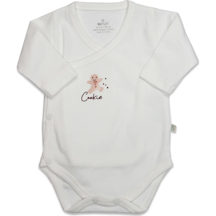 Bistyle Kruvaze Body Uzun Kol Cookies Make Happy Ekru