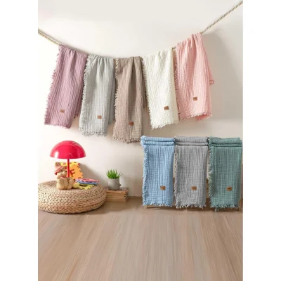 Kanz Bebek Müslin Örtü, 4 Kat, Gül Kurusu