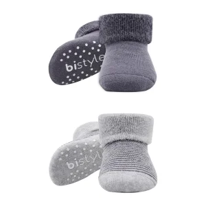 Bistyle Çemberli Kaymaz Havlu Soket Çorap, 2'li, Gri-Antrasit, Antrasit
