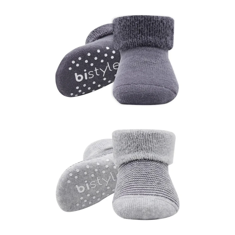 Bistyle Çemberli Kaymaz Havlu Soket Çorap, 2'li, Gri-Antrasit, Antrasit