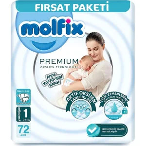 Molfix Premium Bebek Bezi Fırsat Paketi, 1 Beden, 72 Adet