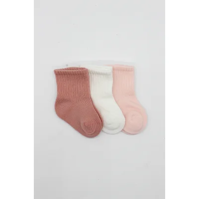 Bistyle Cherry Girl 3'lü Penye Soket Çorap 10138 Pudra