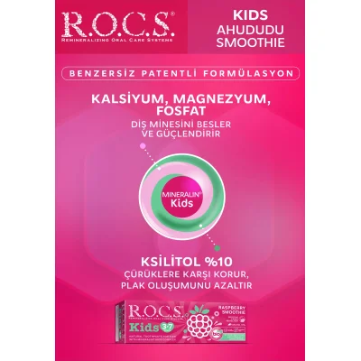 R.O.C.S. Kids Ahududu Smoothie Tadında Florürsüz Diş Macunu 45 Gr