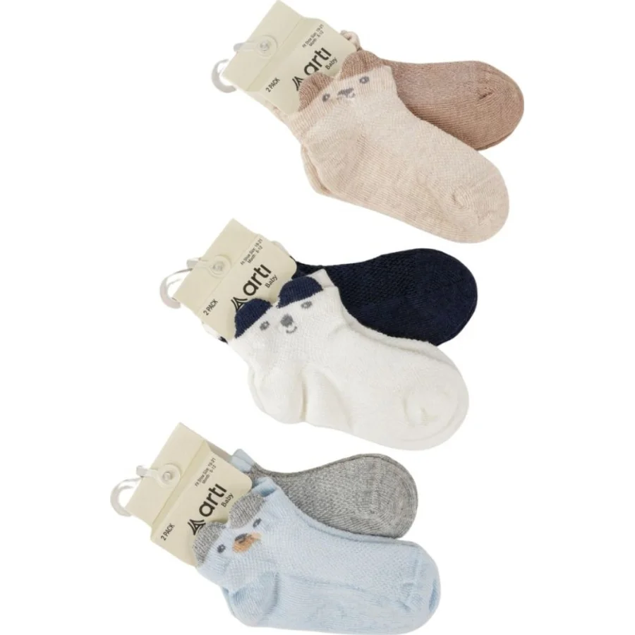 Katamino Salaman 2' li 3D Erkek Bebek Patik Çorap K48025 Asorti