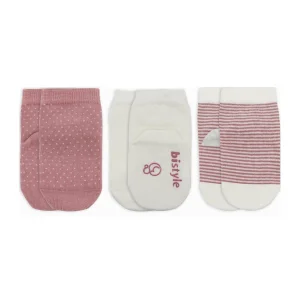 Bistyle Puanlı Kaymaz Penye Soket Çorap, 3'lü, Pudra