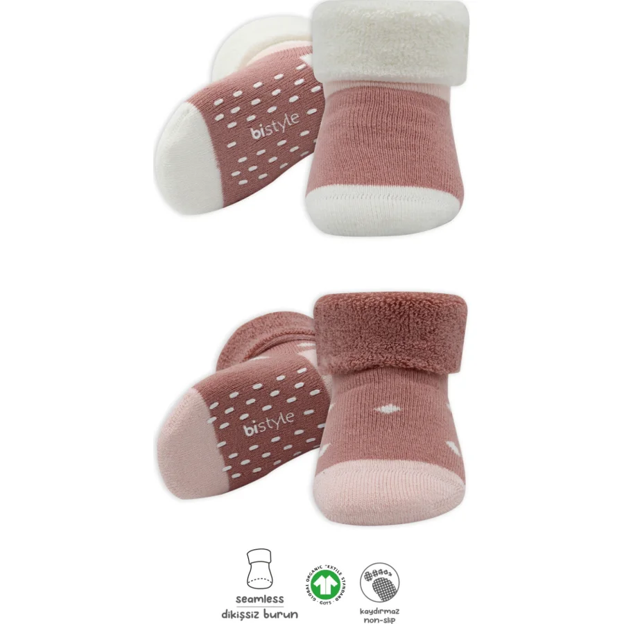 Bistyle Havlu Soket Kaymaz Point Girl, 2'li, Pudra, Pembe