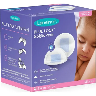 Lansinoh Blue Lock Göğüs Pedi, 36'lı