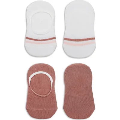 Bistyle 2'Li Penye Babet Silikon Çemberli Çorap 30102 Pudra Beyaz