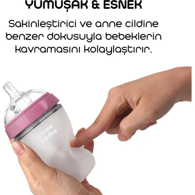 Comotomo Antikolik Silikon Biberon 250 ml 3-6 Ay Pembe