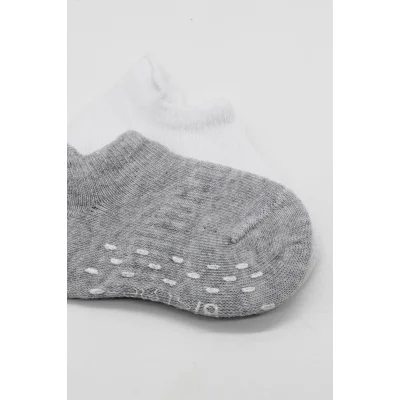 Bistyle Sneakers Kaymaz Basic Penye Çorap, 2'li, Gri, Beyaz