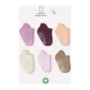 Bistyle Sneakers Kaymaz Penye Çorap, 6'lı, Gül Kurusu