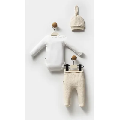 Moi Noi Şapkalı Badi Pantolon Takım, Bej