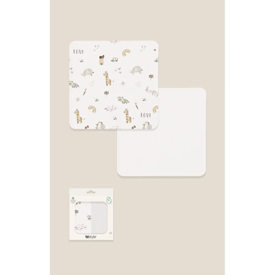 Bistyle 2li Müslin Battaniye In The Zoo Kutulu 70153 75x75cm Beyaz