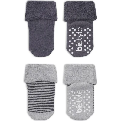Bistyle Çemberli Kaymaz Havlu Soket Çorap, 2'li, Gri-Antrasit, Antrasit