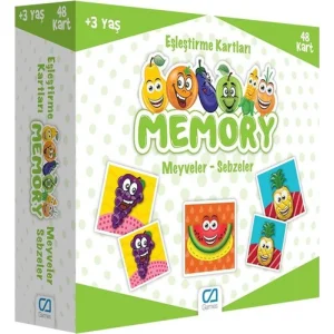 Games Memory Eşleştirme Kartları, Meyve Sebzeler, 48 Kart