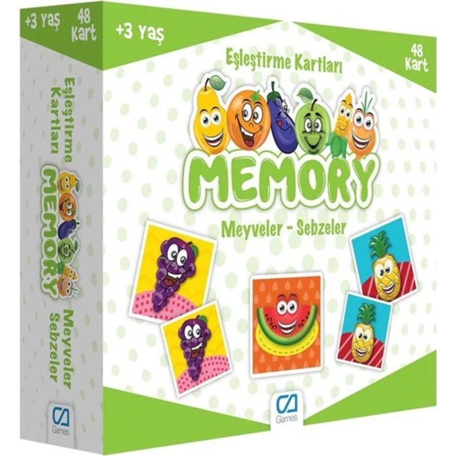 Games Memory Eşleştirme Kartları, Meyve Sebzeler, 48 Kart