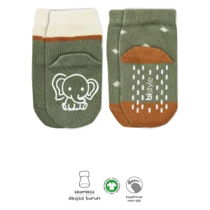Bistyle Hayvan Figür Kaymaz Kız Soket Çorap, 2'li, Nil