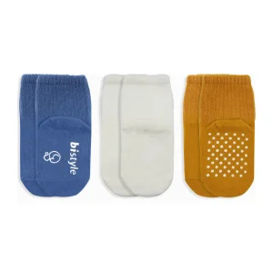 Bistyle Basic Kaymaz Penye Soket Çorap, 3'lü, İndigo, Ekru, Hardal