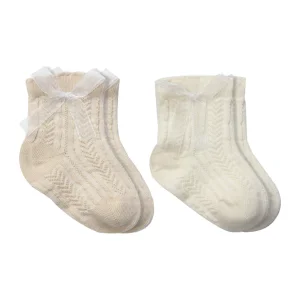 Bistyle Fiyonklu Penye Soket Çorap, 2'li, Bej