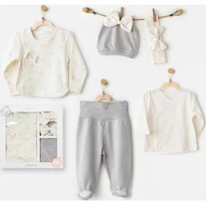 Andywawa Baby Bow Bliss Hastane Çıkışı, 5'li, Ekru