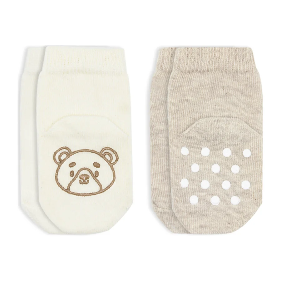 Bistyle Hayvan Figürlü Kaymaz Soket Çorap, 2'li, Bej, Ekru