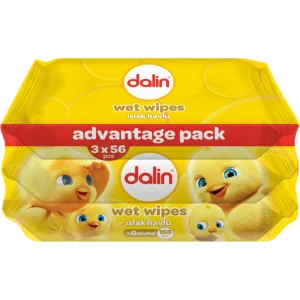 Dalin Islak Pamuk Havlu Mendil, 56 Yaprak, 3'lü