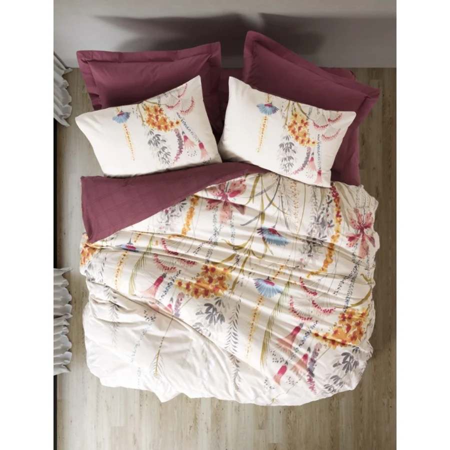 Cotton Box Complete Set Tek Kişilik Flos, Bordo