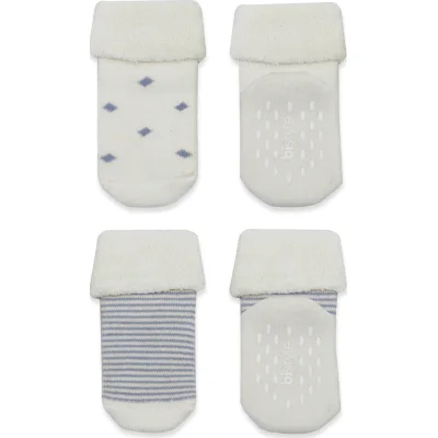 Bistyle Havlu Soket Kaymaz Çorap, 2'li, İndigo, Ekru