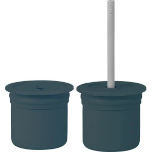 OiOi Ham+Hüp Pipetli Silikon Bardak Seti Deep Blue / Powder, Gri